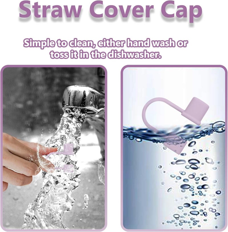 GGDECA 7Pcs Straw Cover Cap for Stanley Cup,Simple 10mm(0.4inch) Silicone Straw Toppers for Stanley 40&30oz Tumbler Accessories-Purple - Image 5